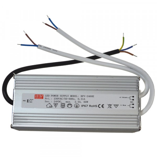 LED mait. šaltinis 60W 230/24VDC IP67 Al. 1052