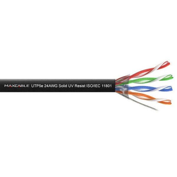 UTP 5E kategorijos Cu  MAXCABEL juodas UV kabelis