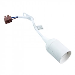 Lempos lizdas E-27 su kabeliu+kalad, baltas blist