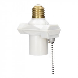 Lizdas E27 su jungikliu grandinėlė, balta sp.