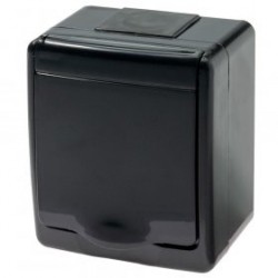 Lizdas 1v. su dangteliu, s/ž juoda IP44 Pawbol /12