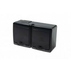 Lizdas 2v. su dangteliu, s/ž juoda IP44 Pawbol /6