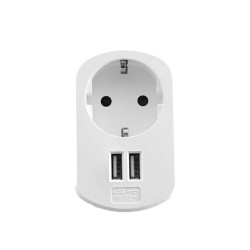 Adapteris-lizdas+2USB+ viršįtampio apsauga