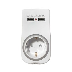 Adapteris-lizdas+2USB su pašv.,viršįtamp apsauga