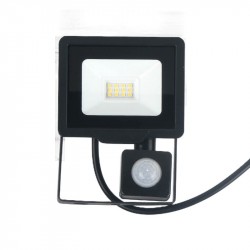  10WLED prož.4000K/>100Lm/W juod IP65 +PIR 3m.gar