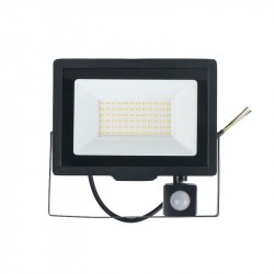 50W LED prož.4000K/>100Lm/W juod. IP65+PIR 3m.gar