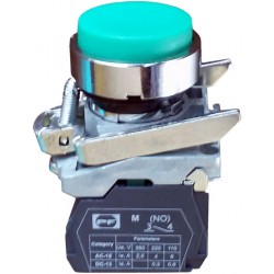 FP PCPB žalias 1NO IP40 jungiklis iškilęs met.korp