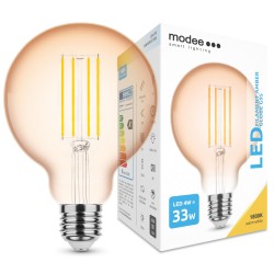 LED lempa E27 4W 1800K G95 360Lm Amber Filam 5m