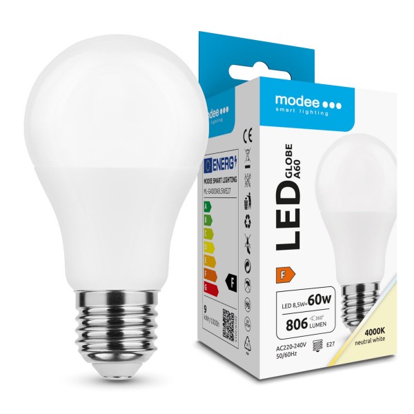 LED lempa E27 8.5W 4000K 806Lm A60 5metai LED lempa E27 8.5W 4000K 806Lm A60 5metai