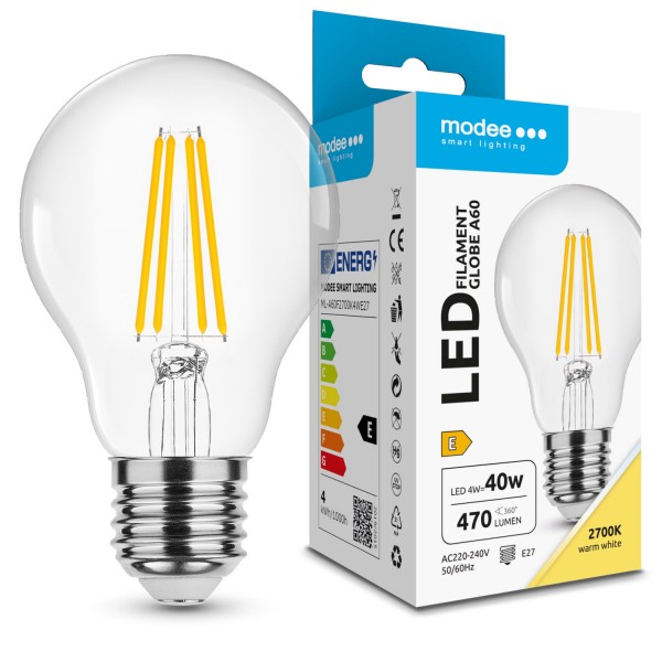 LED lempa E27 4W 2700K A60 470Lm Izzo Fil 360* LED lempa E27 4W 2700K A60 470Lm Izzo Fil 360*