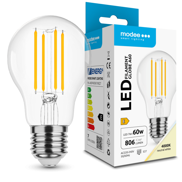 LED lempa E27 7W 4000K A60 806Lm Izzo Fil 360*
