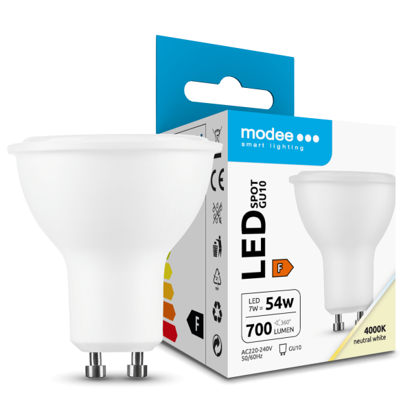 LED lempa Gu10 7W 4000K 700Lm 110° 5metai