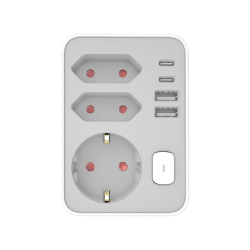 Šakotuvas 1v s/ž+2v b/ž+ 2USB C+ 2USB A TP