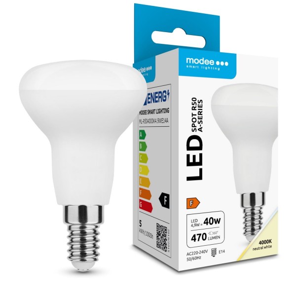 LED lempa E14 R50 4.9W 4000K 470Lm  110* Spot 5m