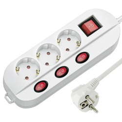 Ilgiklis 3v 1.5m s/ž s/j +3 jungikliai šone bal TP