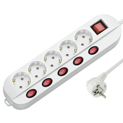 Ilgiklis 5v 1.5m s/ž s/j +5 jungikliai šone bal TP