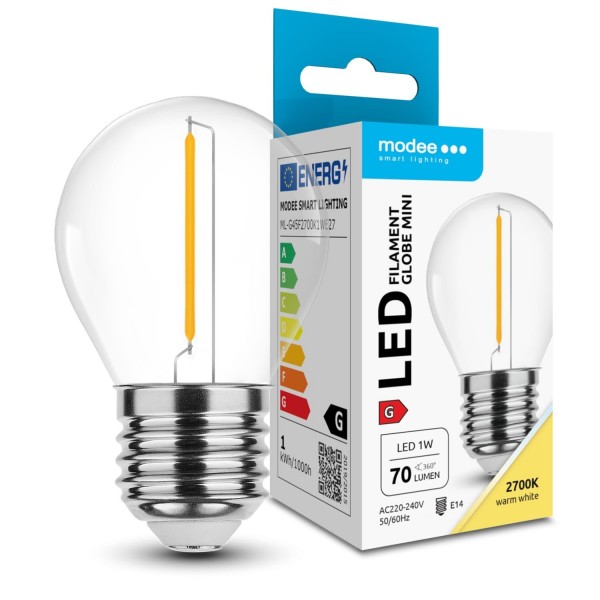 LED lempa E27 1W 2700K G45 70Lm mini Filam 320*