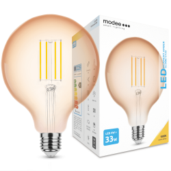LED lempa E27 4W 1800K G125 360Lm Amber Filam 5m