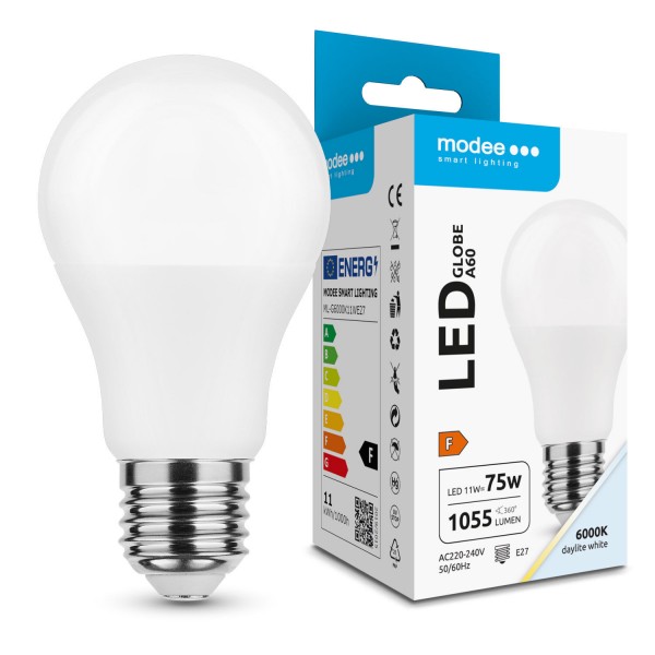 LED lempa E27 11W  6000K A60 1055Lm 5 metai