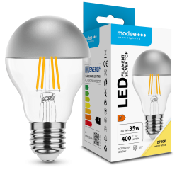 LED lempa E27 4W 2700K A60 400Lm Silver Fil 5metai
