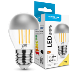 LED lempa E27 4W 2700K G45 400Lm Silver Fil 5metai