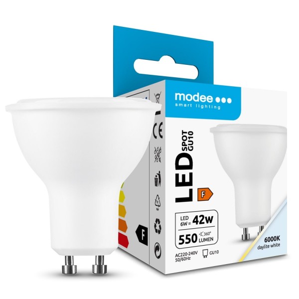 LED lempa Gu10 6W 6000K 550Lm 5metai
