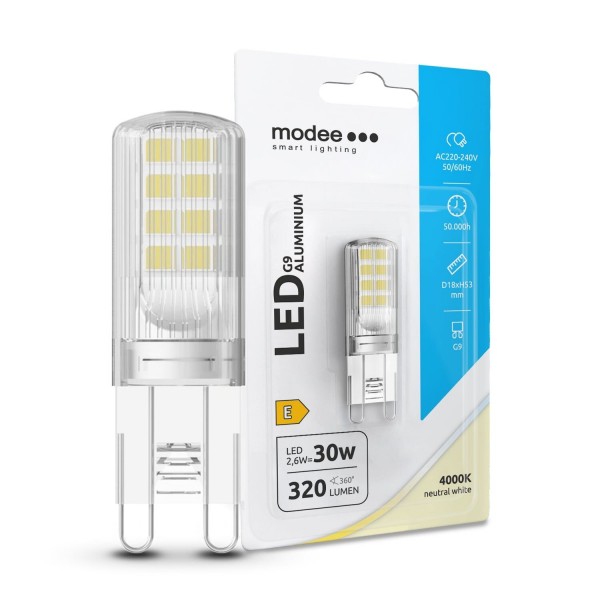 LED lempa G9 2.6W 4000K 320lm 360° 53x18 Al