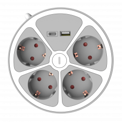 Ilgiklis su USB 4v s/ž 1.4m+USB A ir C apvalus b