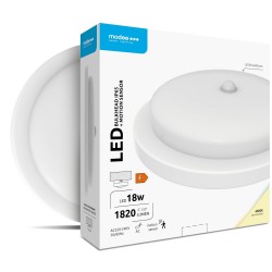 LED šviest IP65 PIR 18W 1820Lm 4000K ø195x45 balt