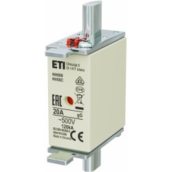 Saugiklis WT/NH  20A/00C/gG K peilinis 120kA NH00