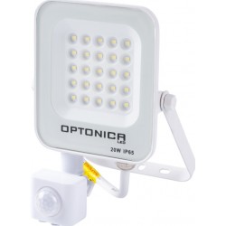  20W LED prožekt. PIR 4000K Floodlight IP65 baltas