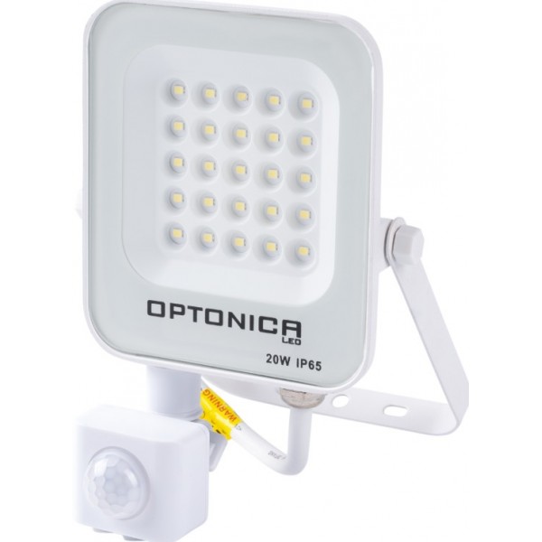  20W LED prožekt. PIR 4000K Floodlight IP65 baltas