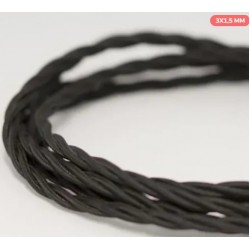  3x  1.5 kabelis tekstil NERO pintas juodas(50m)
