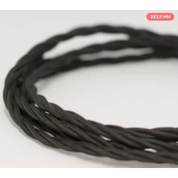  3x  2.5 kabelis tekstil NERO pintas juodas(50m)