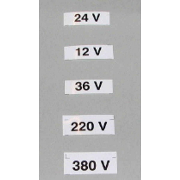 Ženklas 12v,24v,36v,42v,230v,400v  12*35/20vnt./