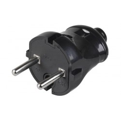 Kištukas IEK 6A be įž., IP20, juodas, plastikas