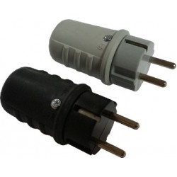 Kištukas 16AIP44 juodas/gumuotas su įžeminimu