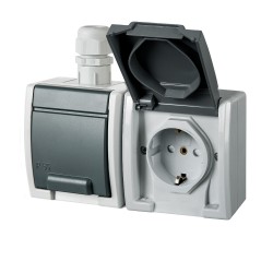 Lizdas 2vt.schuko IP65 153x81x56mm horiz./4 Aquant